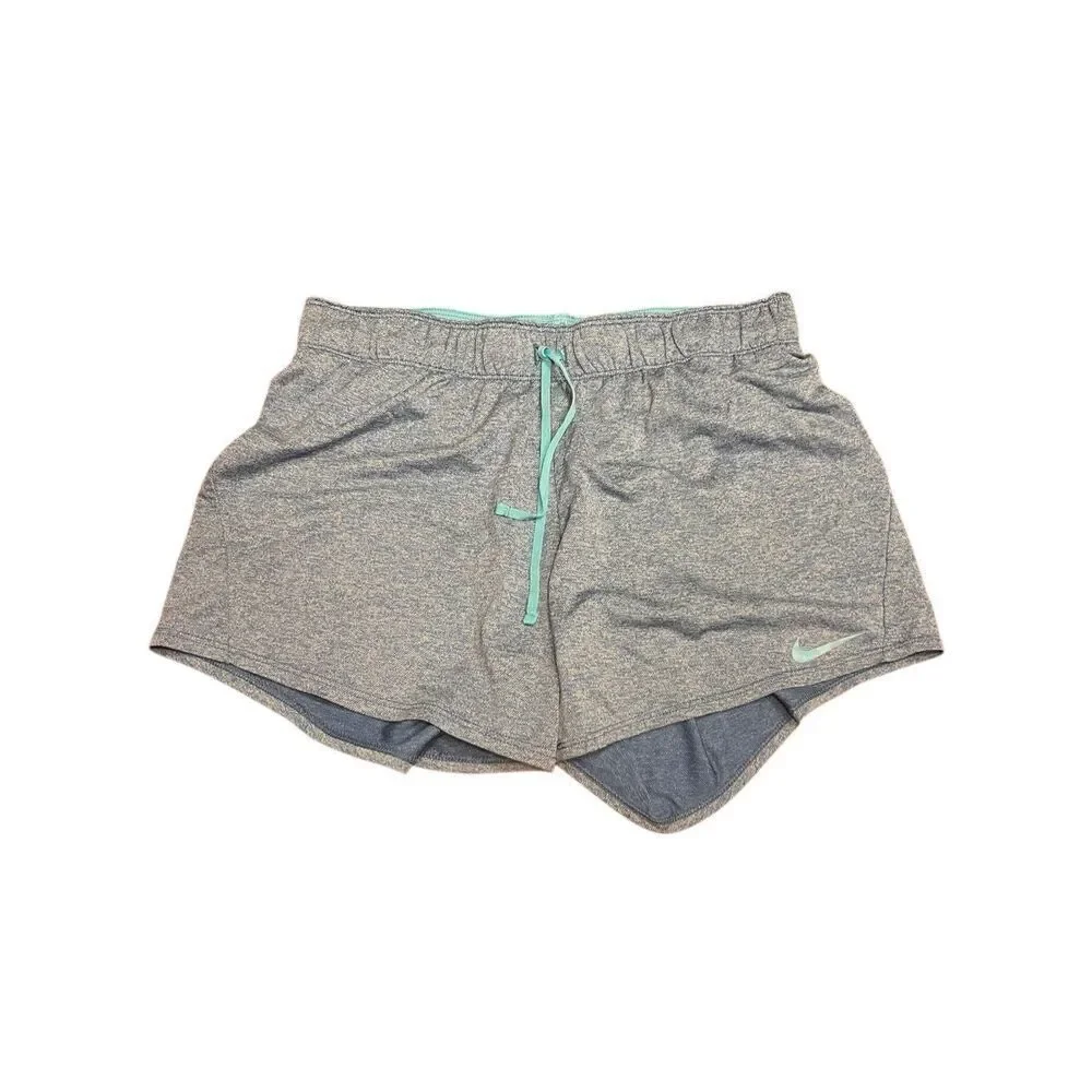 2 Nike dri fit woman’s medium workout running hiking shorts blue black